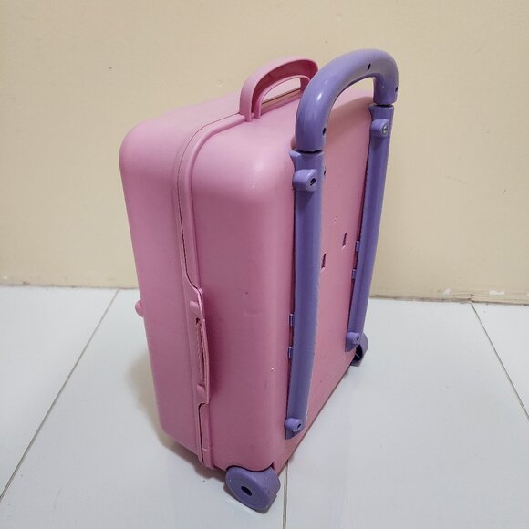 Barbie Rolling Doll Suitcase Storage Case 2001 Pull Handle Travel Trunk - Picture 6 of 8